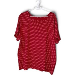 Carroll Reed Red Polka Dot Square Neck Cotton Top 3X